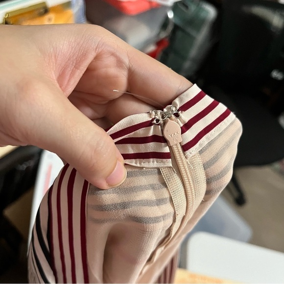 JOIE Moni Women's Size 2 Striped Asymmetrical Hemline Midi Skirt Cream Red S1 - Picture 5 of 8